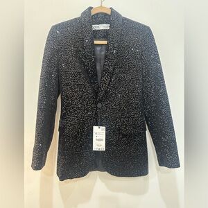 Black Velvet Sequin Blazer